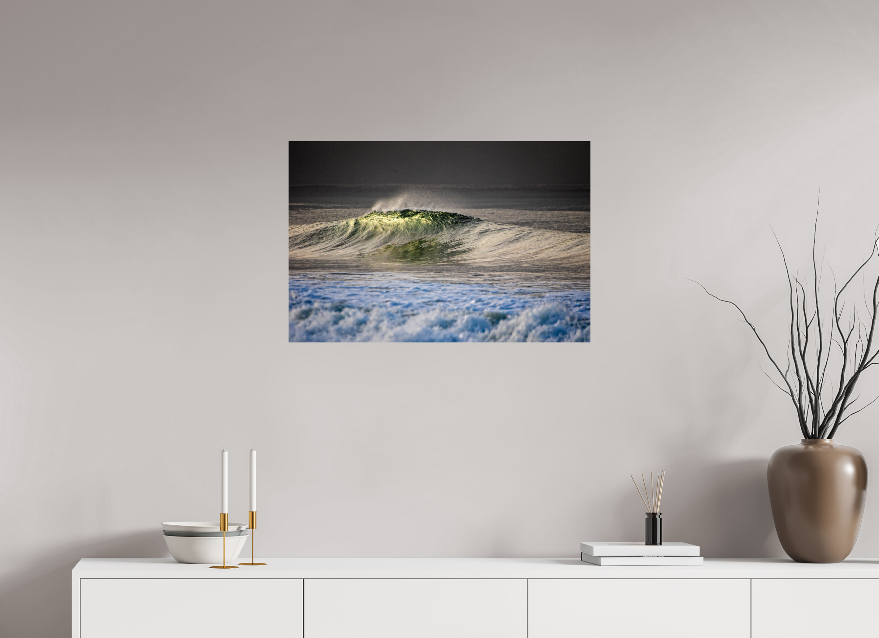 30 x 20″, Metallic Photo Print On Fuji Crystal Pearl Silver Wave -Venice Beach-