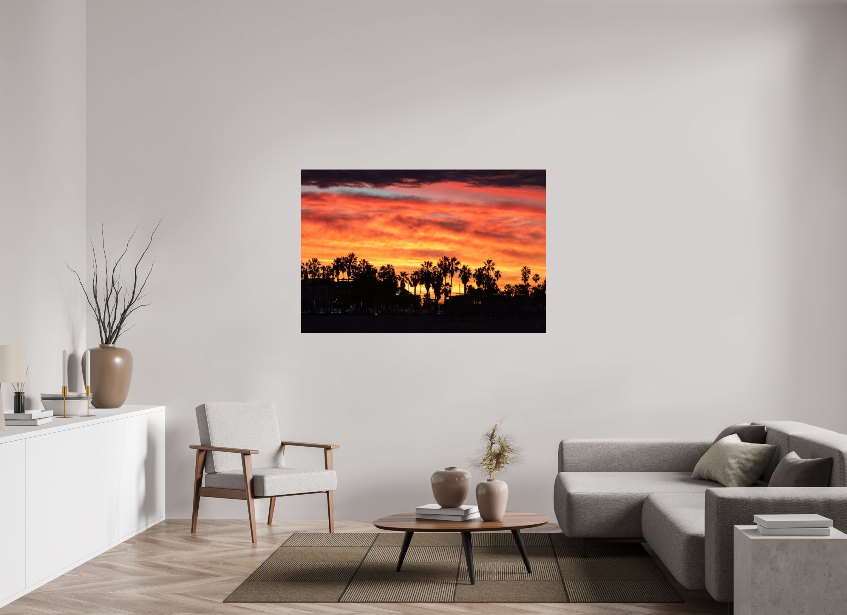 60 x 40″, Metallic Photo Print On Fuji Crystal Pearl Downtown Venice Sunset