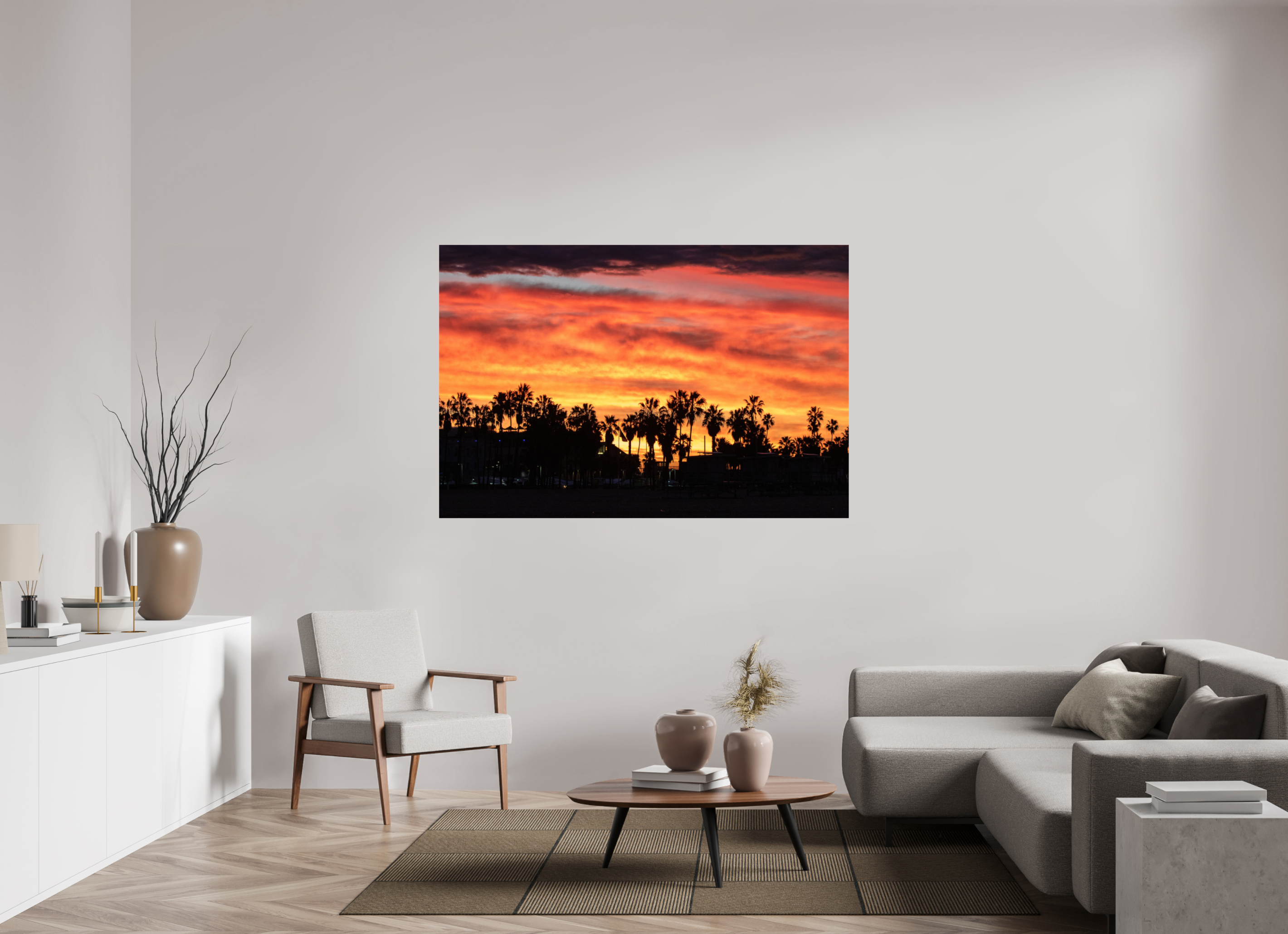 66 x 44″, Metallic Photo Print On Fuji Crystal Pearl Downtown Venice Sunset