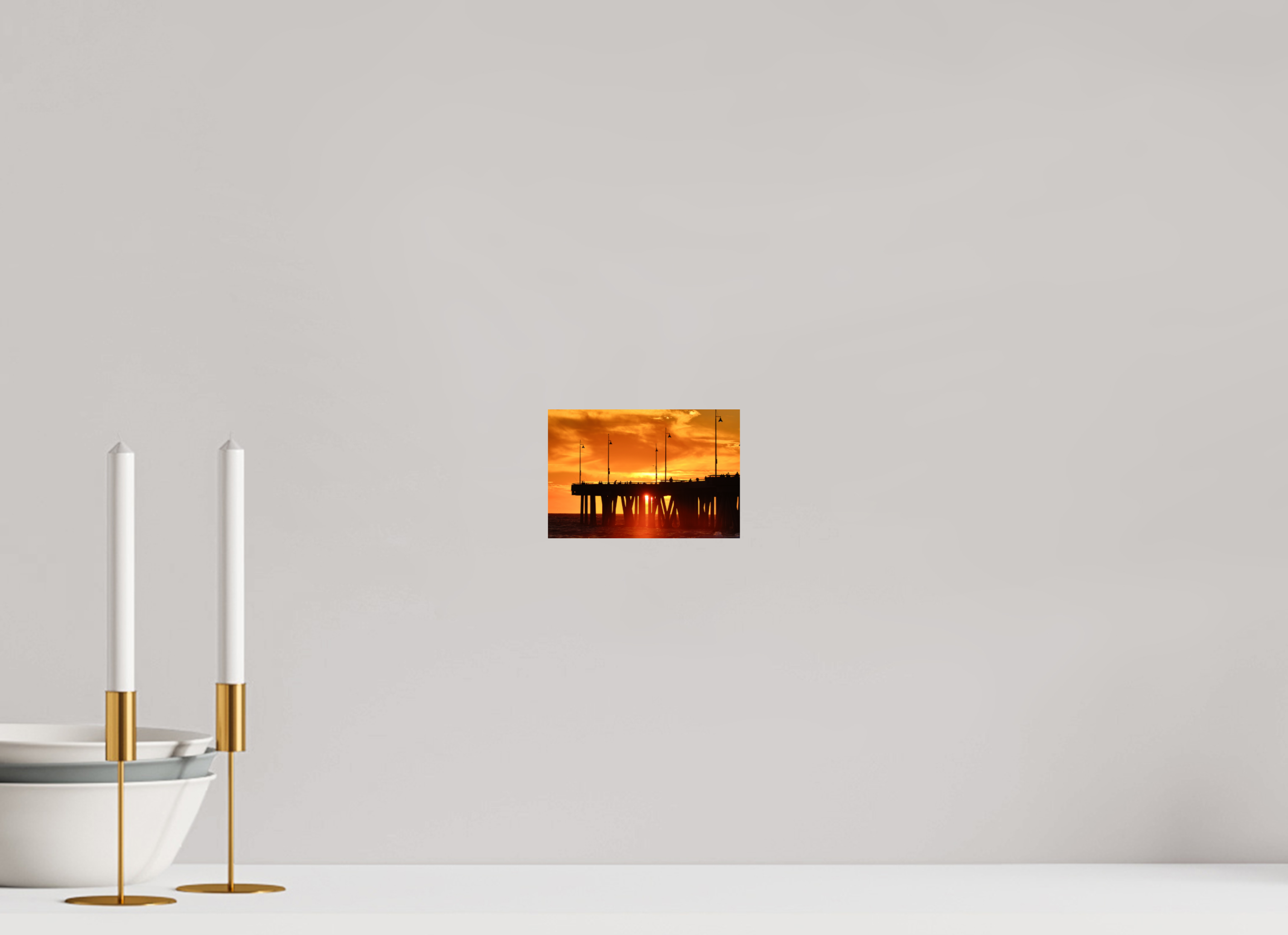 6 x 4″, Metallic Photo Print On Fuji Crystal Pearl Venice Pier Orange Sunset