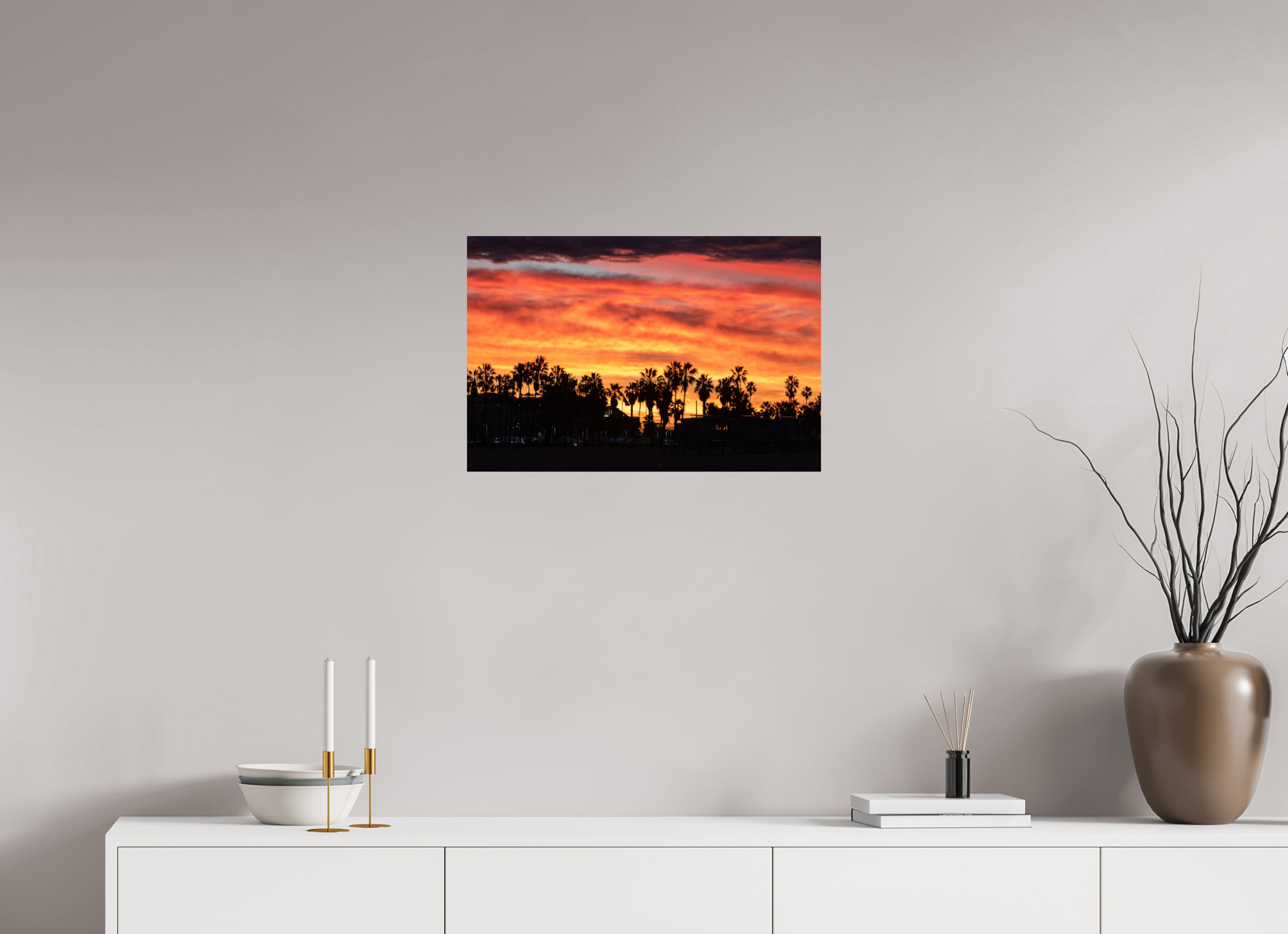 24 x 16″, Metallic Photo Print On Fuji Crystal Pearl Downtown Venice Sunset