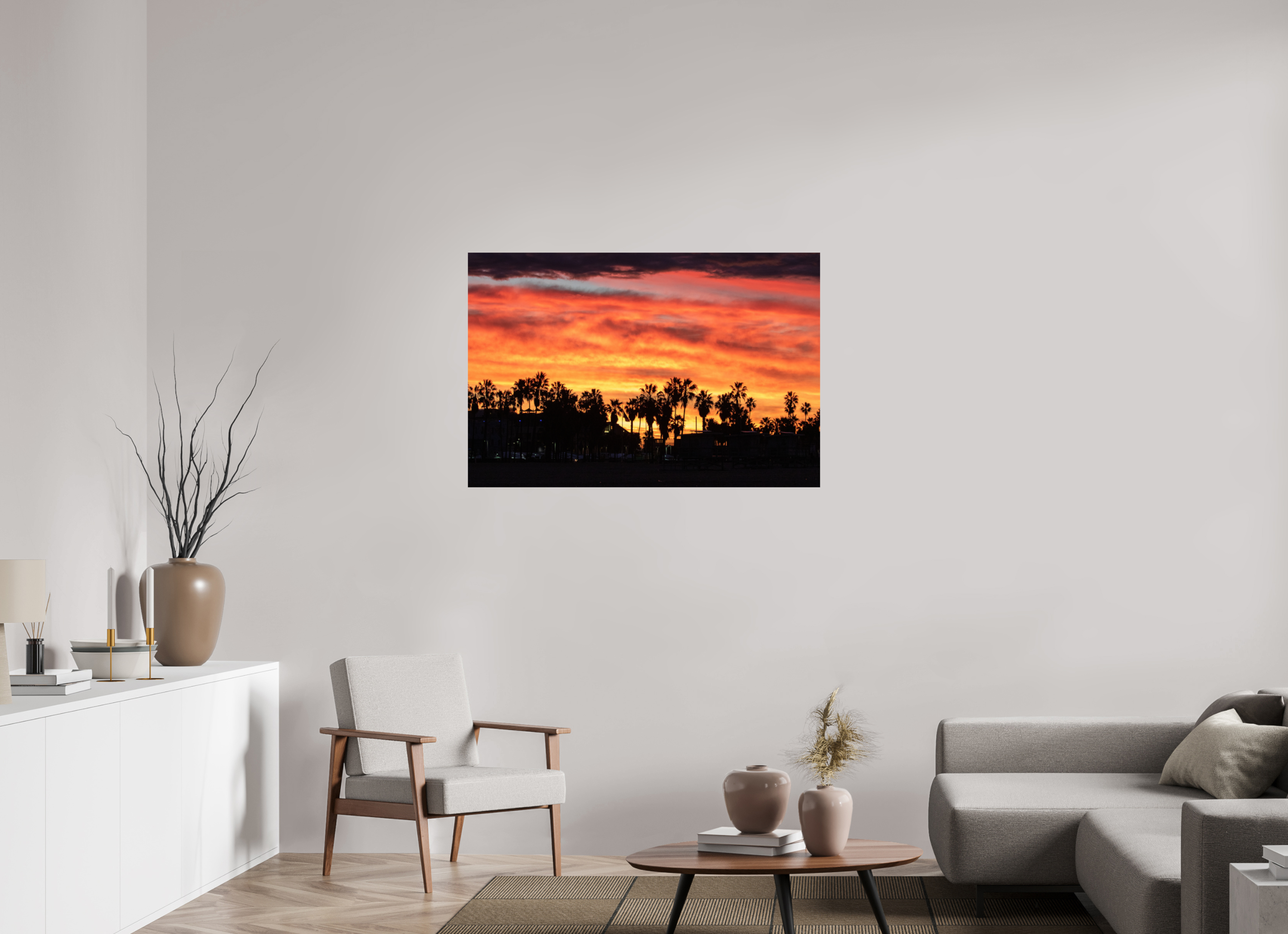 45 x 30″, Metallic Photo Print On Fuji Crystal Pearl Downtown Venice Sunset