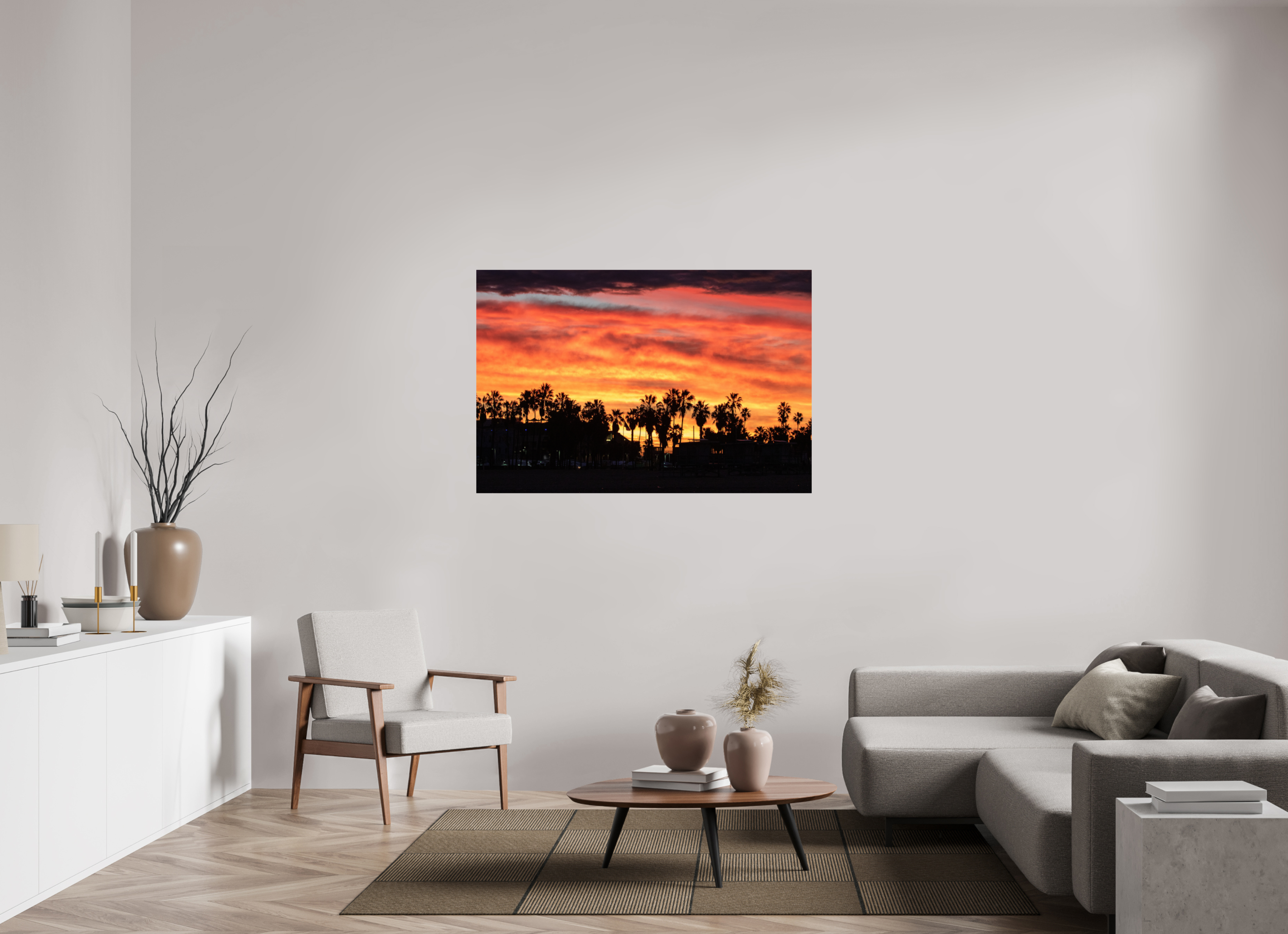 54 x 36″, Metallic Photo Print On Fuji Crystal Pearl Downtown Venice Sunset
