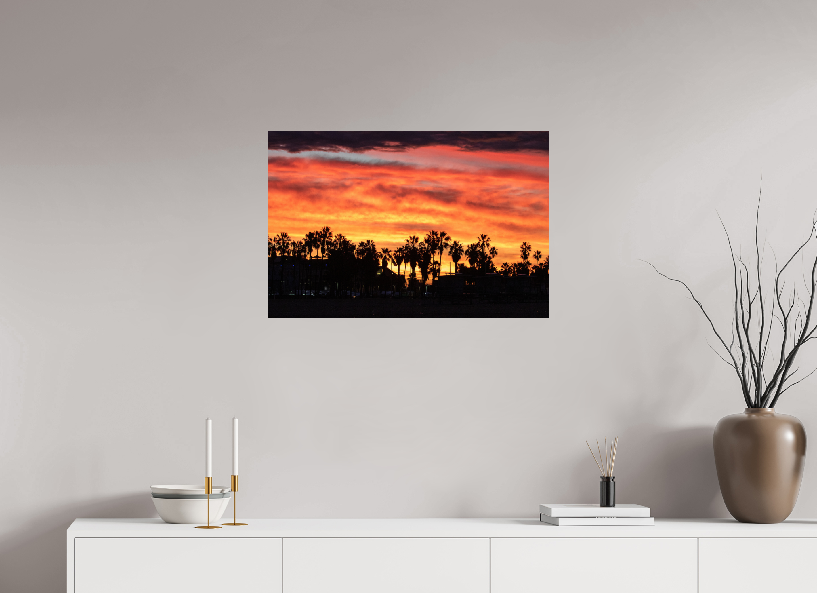 30 x 20″, Metallic Photo Print On Fuji Crystal Pearl Downtown Venice Sunset