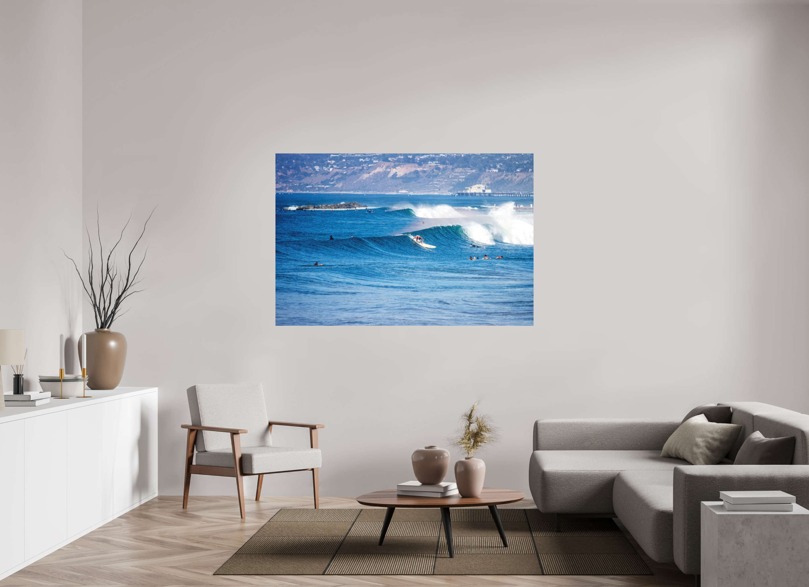 66 x 44″, Aluminum Dibond Venice Breakwater from Pier View