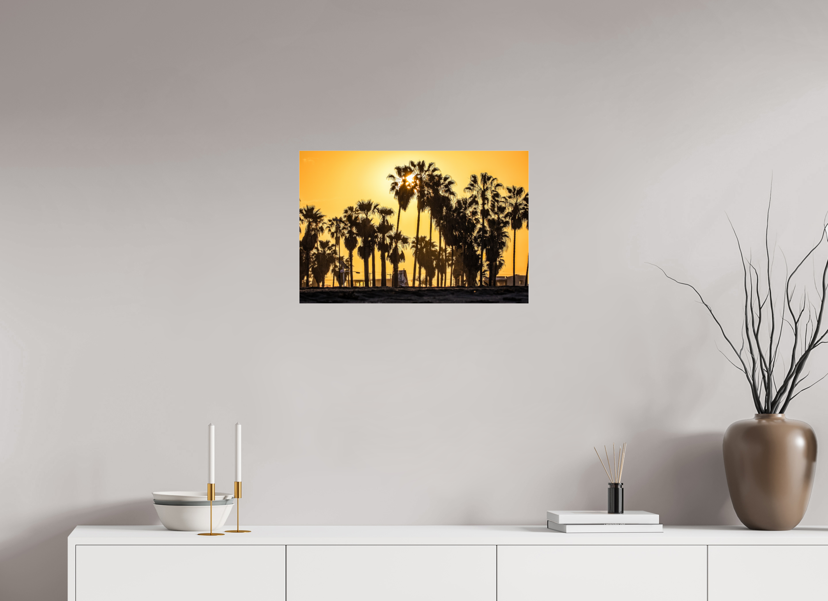 24 x 16″, Photo Print Under Acrylic Glass Yellow Sunset in Venice
