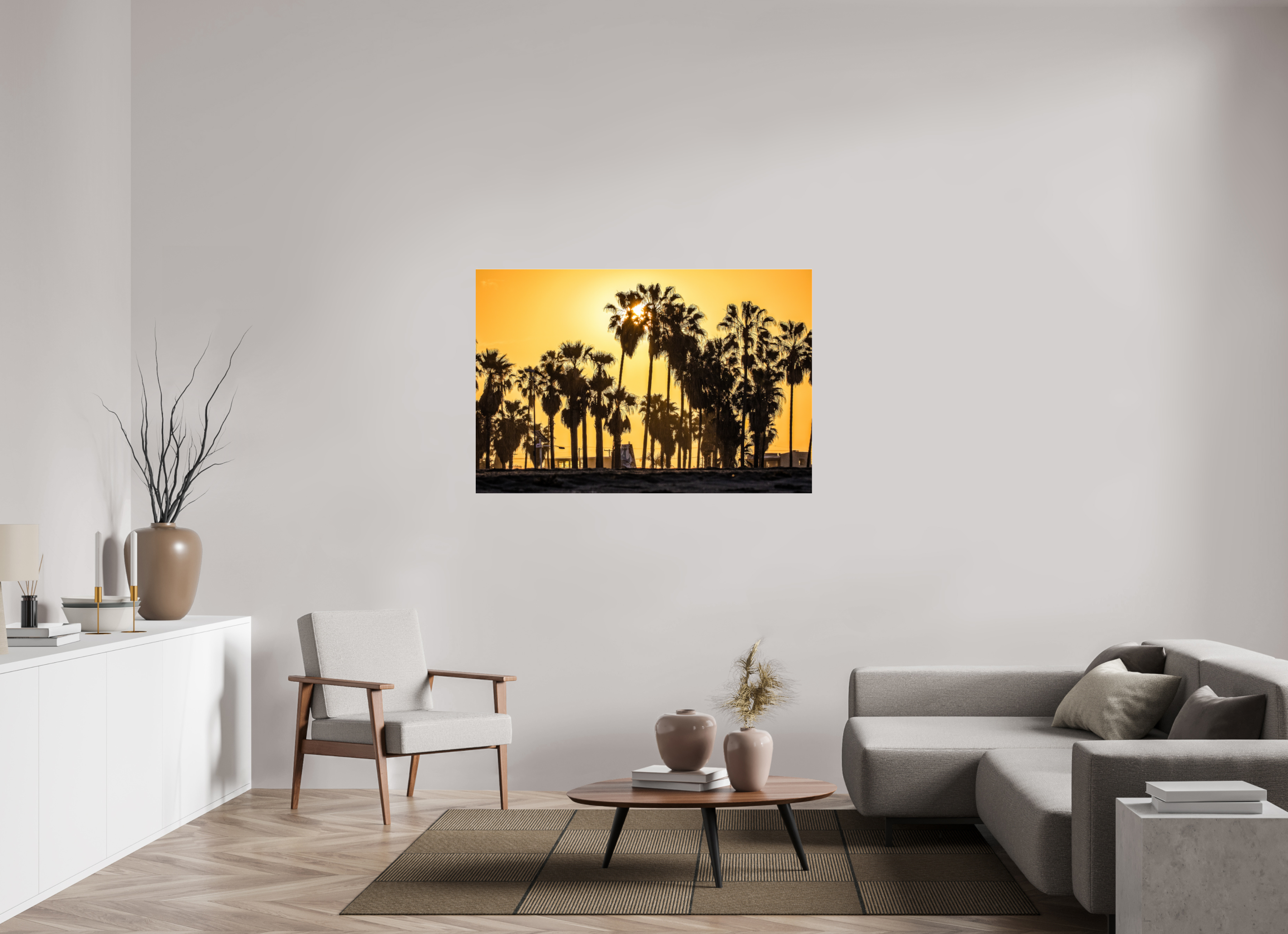 54 x 36″, Photo Print Under Acrylic Glass Yellow Sunset in Venice
